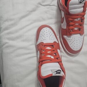 Nike White and Orange Low-Top Sneakers